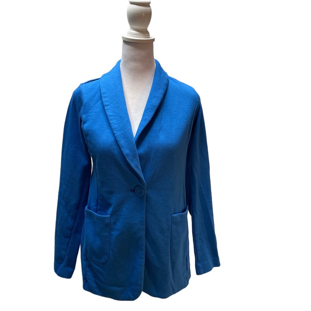 Susan Graver Weekend Blue Long Sleeve Women's Knit Blazer with Pockets Size XXSP